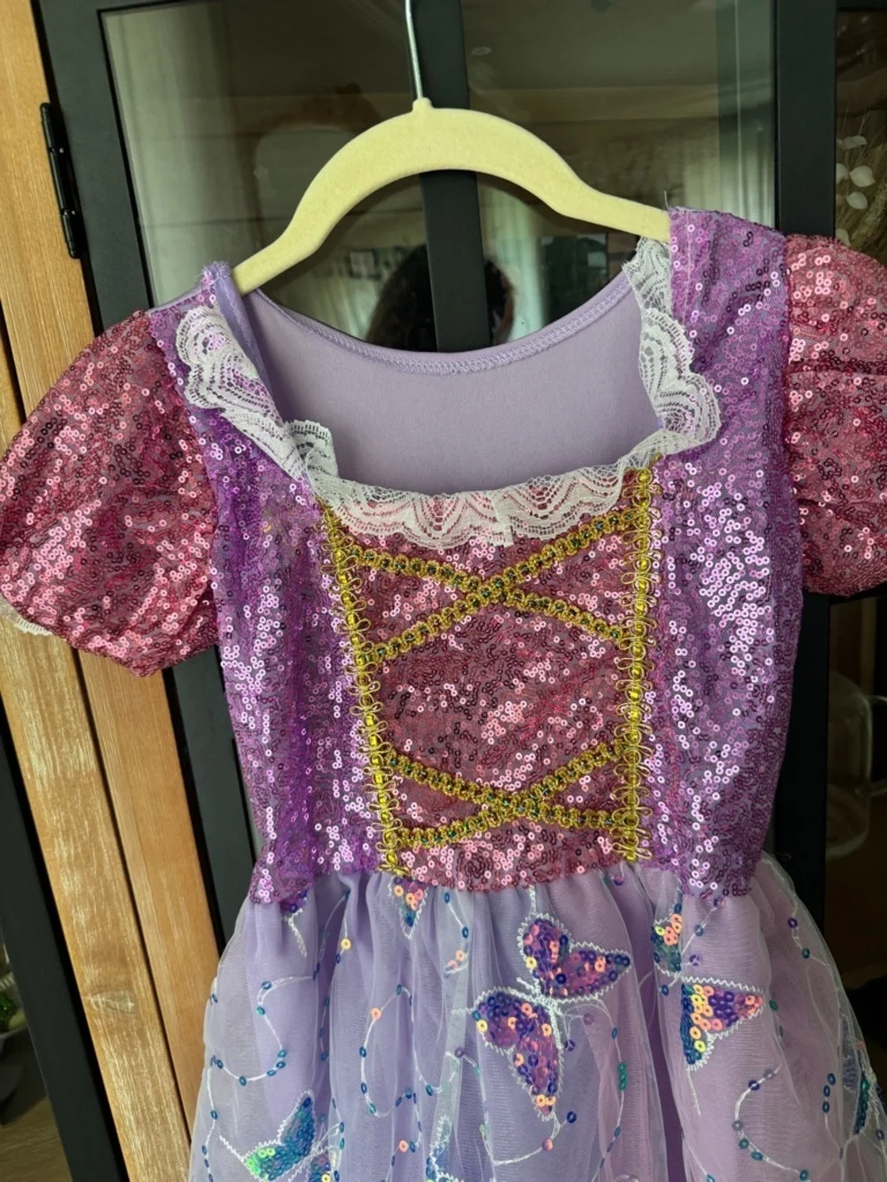 Rapunzel costume gown dress toddler lace butterflies sequins tangled princess